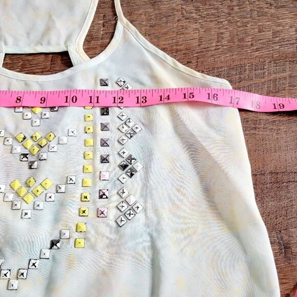 UO Silence & Noise tie dye tank top distressed pastel studs studded small - Picture 7 of 8